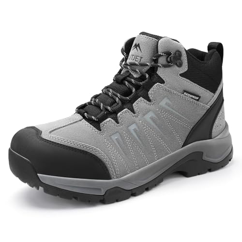 Men's Waterproof Hiking Boots Lightweight Leather Mid Ankle Outdoor Trail Trekking shoes