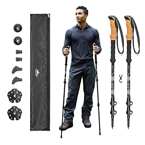 Cascade Mountain Tech Lightweight Aircraft-Grade Aluminum Trekking Poles with Extended Down Grip Plus Tip Kit