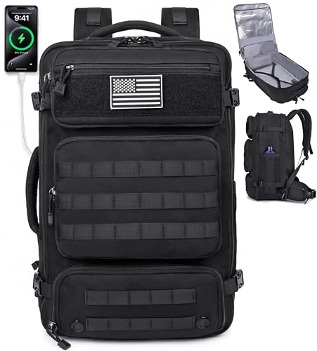 MOZETO Travel Backpack for Men 40L TSA Approved Carry On Backpack with USB Charging Port Durable Water-resistant Convertible Duffle Luggage Bag Large Weekender Bag Daypack Fits 17.3 Inch Laptop