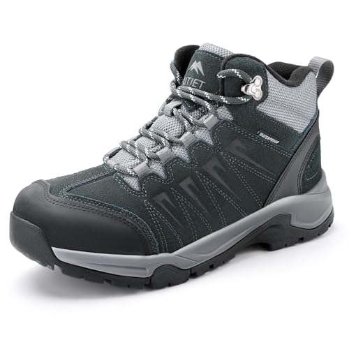 Men's Waterproof Hiking Boots Lightweight Leather Mid Ankle Outdoor Trail Trekking shoes