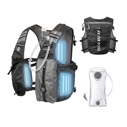 Cooling Hydration Backpack with 3 Removable Ice Packs, 2L BPA-Free Water Bladder, Adjustable Lightweight Outdoor Vest for Running, Trail Running, Hiking, Cycling, and Marathon Training