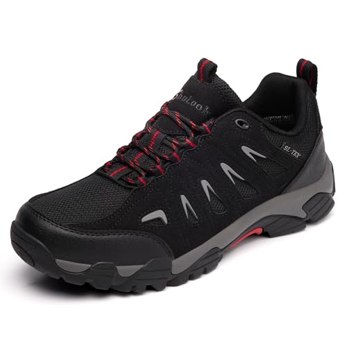 SHULOOK Men's Waterproof Hiking Shoes Lightweight Anti Slip Outdoor Ankle Boots Breathable Hike Trekking Trails Shoe