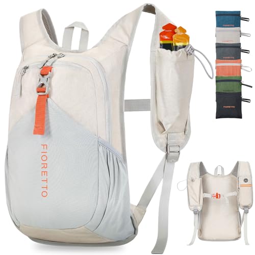 FIORETTO 15L Hiking Backpack for Men Women Lightweight Foldable Small Daypack for Travel Camping Outdoor, Beige