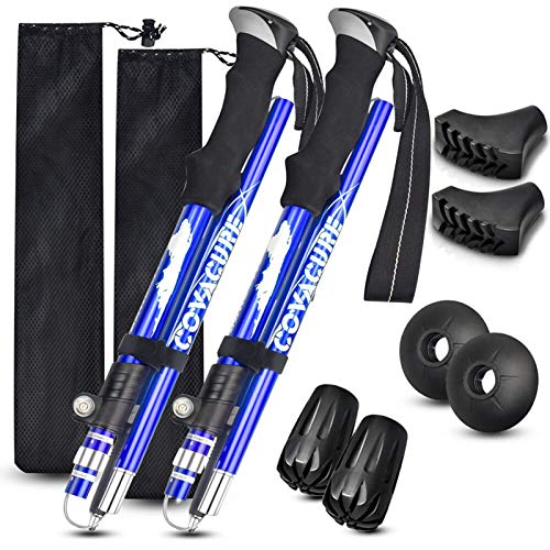 Covacure Trekking Poles Collapsible Hiking Poles - 2 Pcs Aluminum Alloy 7075 Trekking Sticks with Quick Lock System, Telescopic, Collapsible for Hiking, Camping
