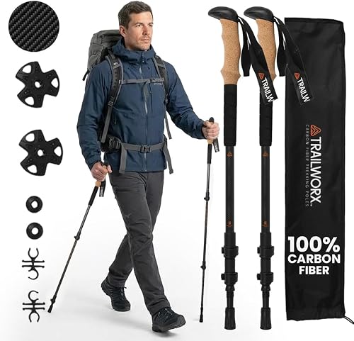 TRAILWORX 3K Carbon Fiber Trekking Poles, Collapsible Set of 2 Lightwe — Side-by-side comparison of top picks in this category