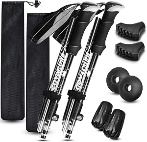 Covacure Hiking Poles Collapsible Trekking Poles - Aluminum Alloy 7075 Walking Sticks for 