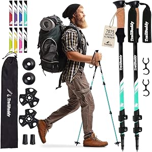 TrailBuddy Trekking Poles – Lightweight 7075 Aluminum Hiking Poles for Women, Men & Se