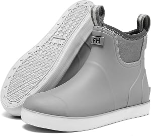 Women's Deck Boots, Waterproof Ankle Rain Boots with Anti-Slip Traction, Rubber Garden &am