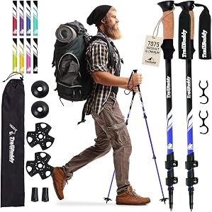 TrailBuddy Trekking Poles – Lightweight 7075 Aluminum Hiking Poles for Women, Men & Se
