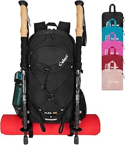 45L Hiking Backpack Lightweight Foldable, Waterproof Camping Backpack with Rain Cover &