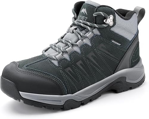 Men's Waterproof Hiking Boots Lightweight Leather Mid Ankle Outdoor Tr — Our recommended configuration for best results