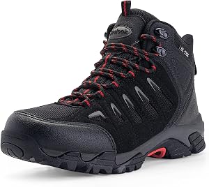 Men's Waterproof Hiking Boots Non-Slip Lightweight Mid Top Ankle Boot Breathable Hiker Tre