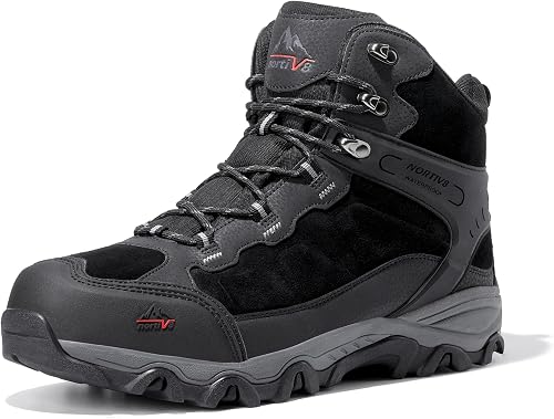 NORTIV 8 Men's Waterproof Hiking Boots Outdoor Mid Trekking Lightweigh — Build quality and design details up close